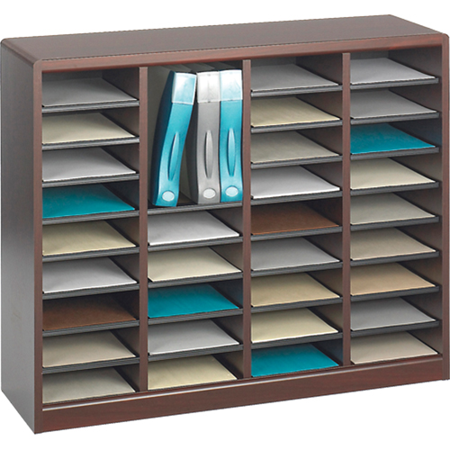 E-Z Stor&reg; Literature Organizer, Stationary, 36 Slots, Wood, 40" W x 3/4" D x 32-1/2" H Les Distributions ICE