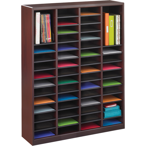 E-Z Stor&reg; Literature Organizer, Stationary, 60 Slots, Wood, 40" W x 3/4" D x 52-1/4" H Les Distributions ICE