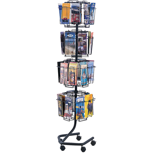 Literature Display Racks - Rotary Floor Displays, Rotating, 32 Slots, Wire Mesh, 15" W x 15" D x 60" H Les Distributions ICE