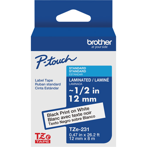 Cartouches de ruban Tze, 12 mm x 26-1/4', Noir sur blanc Les Distributions ICE