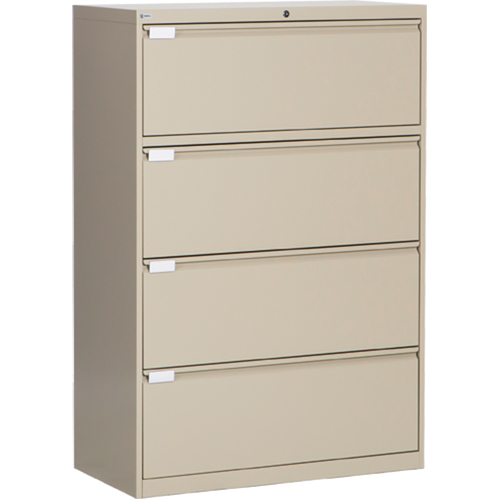 Lateral Filing Cabinet, Steel, 4 Drawers, 36" W x 18" D x 53-3/8" H, Beige Les Distributions ICE