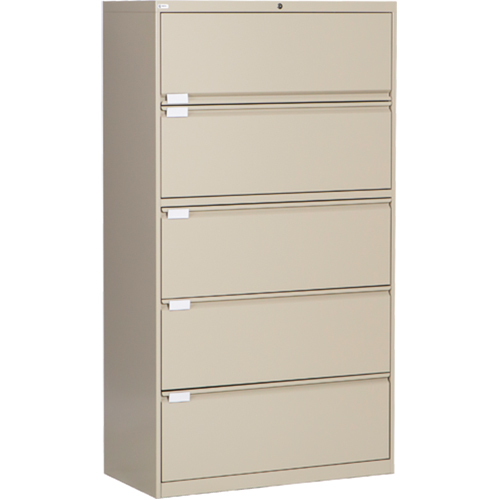 Lateral Filing Cabinet, Steel, 5 Drawers, 36" W x 18" D x 65-1/2" H, Beige Les Distributions ICE