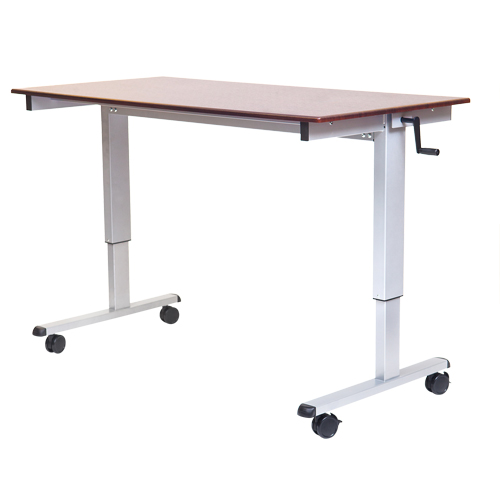 Adjustable Stand-Up Workstations, Stand-Alone Desk, 48-1/2" H x 48" W x 32-1/2" D, Walnut Les Distributions ICE