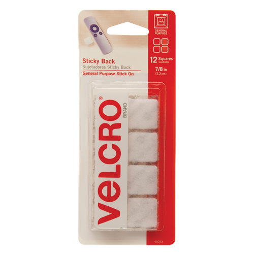 Attaches en carr&eacute;e, Boucle et crochet, 7/8" dia., Adh&eacute;sif, Blanc Les Distributions ICE