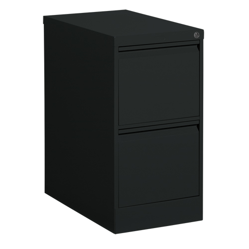 Vertical Filing Cabinet, Steel, 2 Drawers, 15-1/7" W x 25" D x 29" H, Black Les Distributions ICE