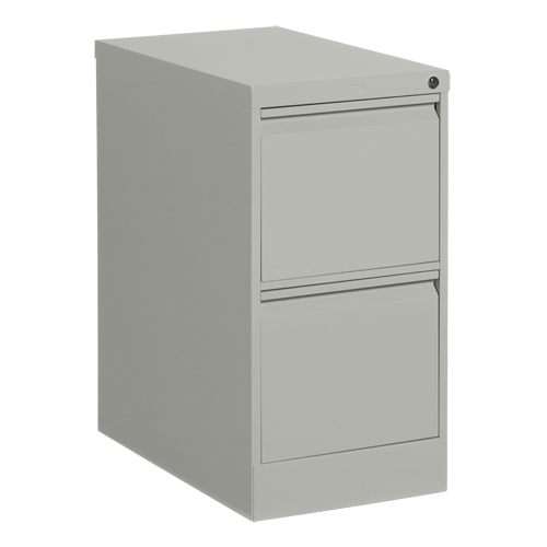 Vertical Filing Cabinet, Steel, 2 Drawers, 15-1/7" W x 25" D x 29" H, Grey Les Distributions ICE