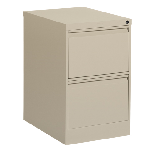 Vertical Filing Cabinet, Steel, 2 Drawers, 18-1/7" W x 25" D x 29" H, Beige Les Distributions ICE