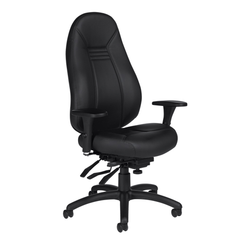 High Back Comfort Chair, Leather, Black, 300 lbs. Capacity Les Distributions ICE
