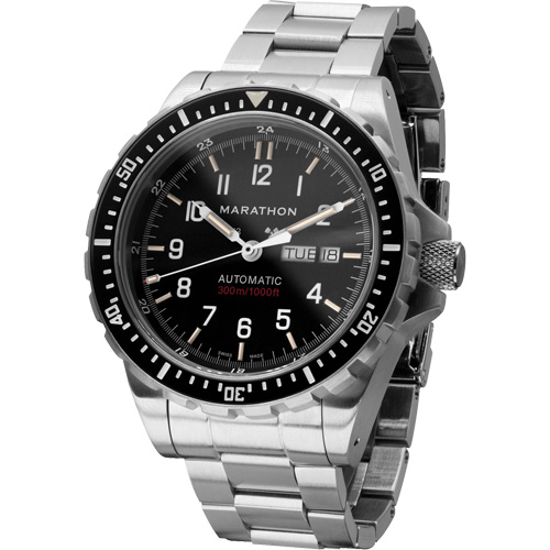 Tr&egrave;s grande montre automatique avec jour/date avec bracelet en acier inoxydable, Num&eacute;rique, &agrave; piles, 46 mm, Argent Les Distributions ICE