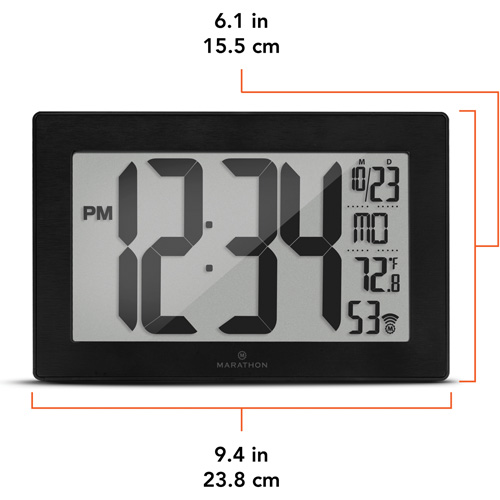 Horloge murale &agrave; r&eacute;glage et ajustement automatiques avec support, Num&eacute;rique, &agrave; piles, Noir Les Distributions ICE