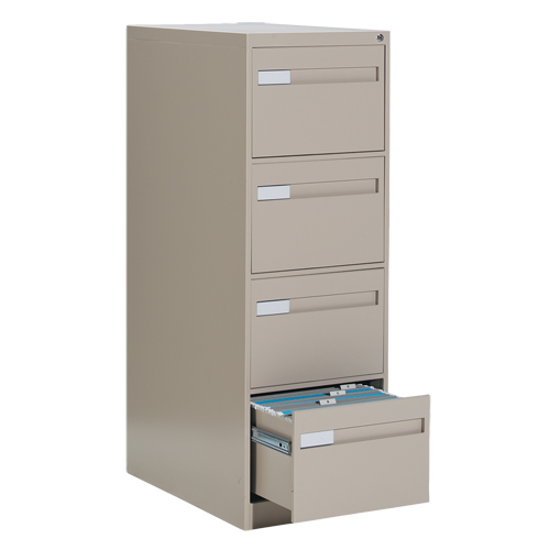 Vertical Filing Cabinet with Recessed Drawer Handles, 4 Drawers, 18.15" W x 26.56" D x 52" H, Beige Les Distributions ICE