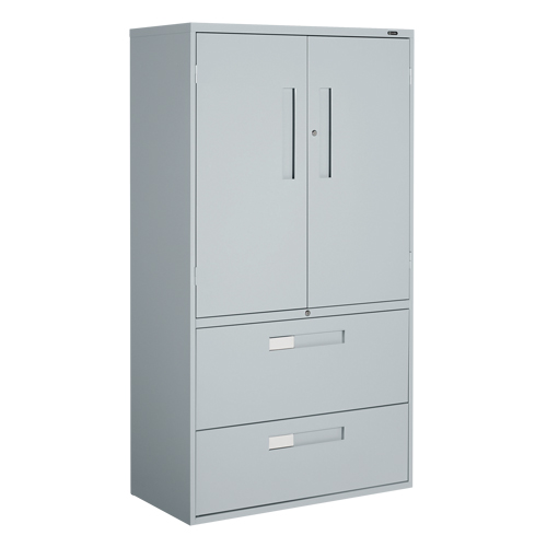 Multi-Stor Cabinet, Steel, 3 Shelves, 65-1/4" H x 36" W x 18" D, Grey Les Distributions ICE