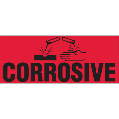 &eacute;tiquettes pour traitement sp&eacute;cial Corrosive, 5" lo x 2" la, Noir/rouge Les Distributions ICE