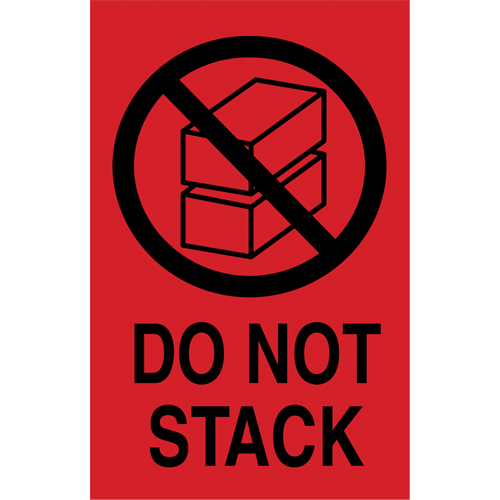&eacute;tiquettes  Do Not Stack  pour envoi international, 6" lo x 4" la, Noir/rouge Les Distributions ICE