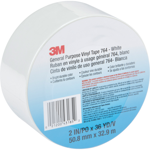 Ruban en vinyle &agrave; usage g&eacute;n&eacute;ral 764, 48 mm (2") la x 32,9 m (108') lo, Blanc Les Distributions ICE