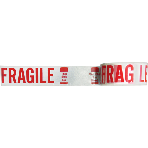 Ruban imprim&eacute; bilingue – Fragile ce c&ocirc;t&eacute; en haut, Rouge/blanc Les Distributions ICE