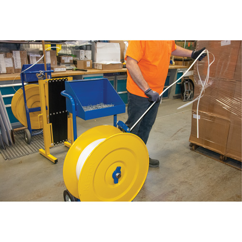 Distributeur de feuillards, Feuillard Polyester/Acier/Polypropyl&egrave;ne, Dia de noyau 16"/8", largeur de rouleau 3"/8"/6" Les Distributions ICE