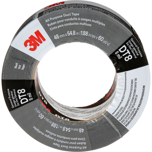 DT8 All-Purpose Duct Tape, 8 mils, Black, 48 mm (2") x 55 m (180') Les Distributions ICE