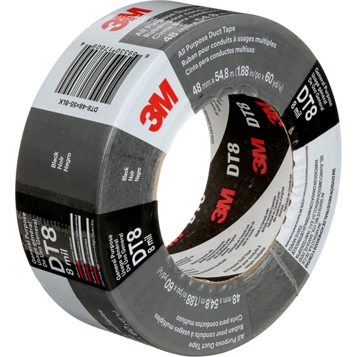 DT8 All-Purpose Duct Tape, 8 mils, Black, 48 mm (2") x 55 m (180') Les Distributions ICE