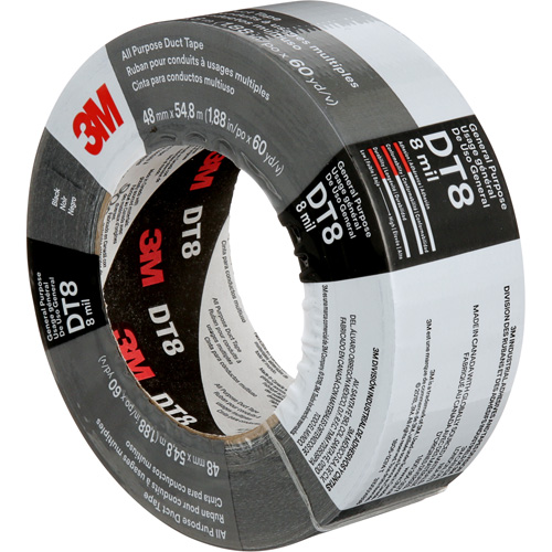 DT8 All-Purpose Duct Tape, 8 mils, Black, 48 mm (2") x 55 m (180') Les Distributions ICE