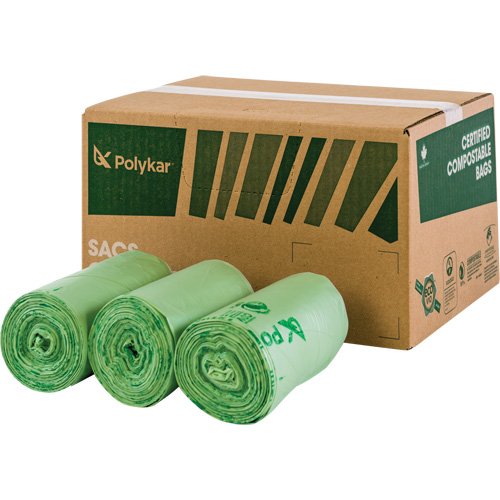 Certified Compostable Bags, Regular, 60" L x 48" W, Clear, 245 L (65 Gal.) Capacity Les Distributions ICE