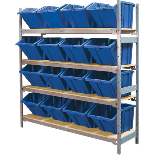 &eacute;tag&egrave;res larges avec bacs g&eacute;ants en plastique, Acier, Sans boulons, Capacit&eacute; 800 lb, 66" la x 72" h x 18" p Les Distributions ICE