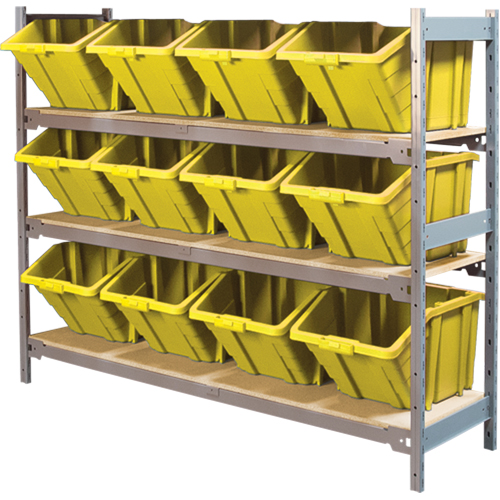 &eacute;tag&egrave;res larges avec bacs g&eacute;ants en plastique, Acier, Sans boulons, Capacit&eacute; 800 lb, 66" la x 60" h x 18" p Les Distributions ICE