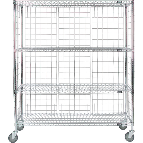 Chariot ferm&eacute; en treillis m&eacute;tallique, Chrom&eacute;, 60" x 69" x 18", Capacit&eacute; 800 lb Les Distributions ICE