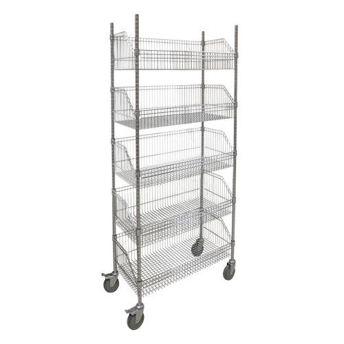 Wire Basket Shelving Cart, 5 Tiers, 36" W x 80" H x 18" D Les Distributions ICE