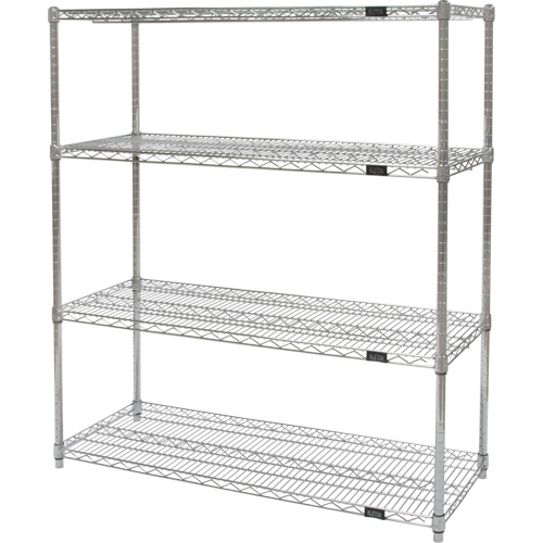 Heavy-Duty Chromate Wire Shelving, 4 Tiers, 36" W x 54" H x 24" D Les Distributions ICE