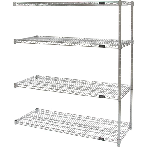 Heavy-Duty Chromate Wire Shelving, Add-On Kit, 4 Tiers, 30" W x 54" H x 18" D Les Distributions ICE