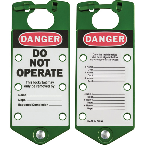 Labeled Lockout Hasps, Green Les Distributions ICE