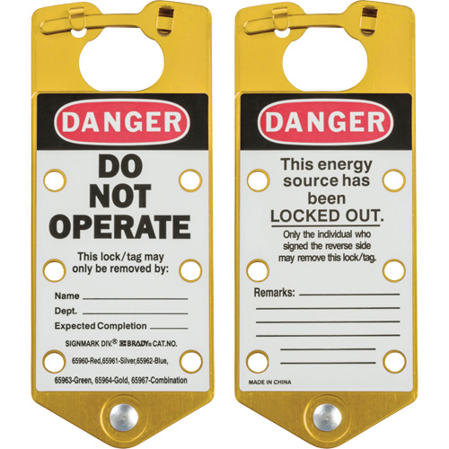 Labeled Lockout Hasps, Yellow Les Distributions ICE