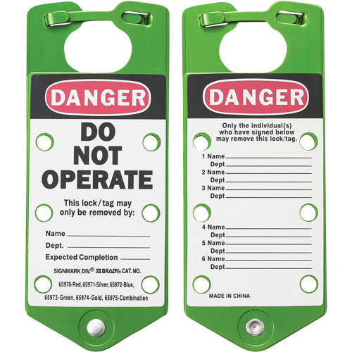 Labeled Lockout Hasps, Green Les Distributions ICE