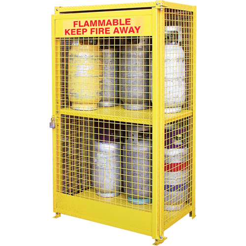 Gas Cylinder Cabinets, 12 Cylinder Capacity, 44" W x 30" D x 74" H, Yellow Les Distributions ICE