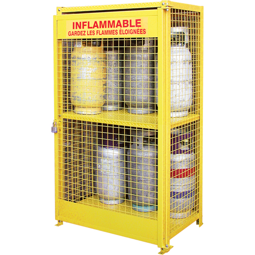 Gas Cylinder Cabinets, 12 Cylinder Capacity, 44" W x 30" D x 74" H, Yellow Les Distributions ICE