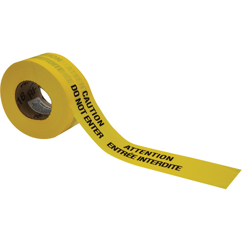 Rubans pour barricades, Bilingue, 3" la x 1000' lo, 3,5 mils, Noir sur jaune Les Distributions ICE