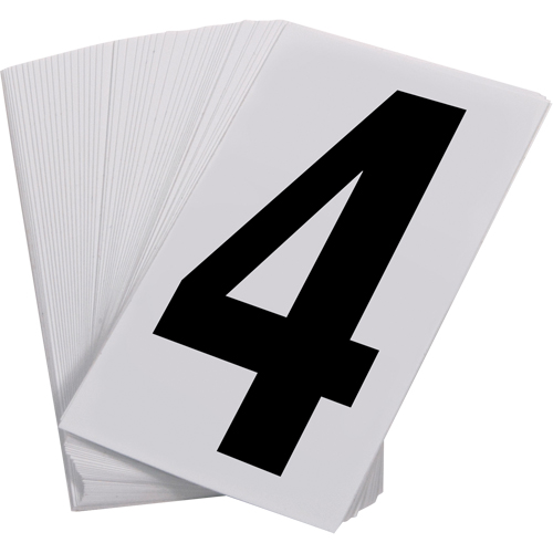 Pressure Sensitive Numbering, 4, 3-1/2" H, Black on White Les Distributions ICE