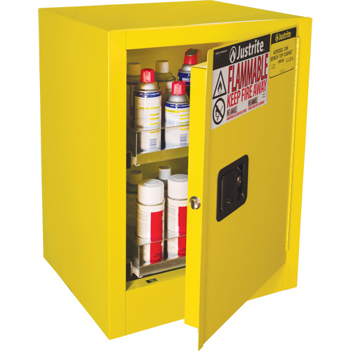 Armoire de s&eacute;curit&eacute; d'&eacute;tabli pour produits inflammables EX Sure-Grip, 24 gal., 1 Porte(s), 21" La x 27" h x 18" p Les Distributions ICE