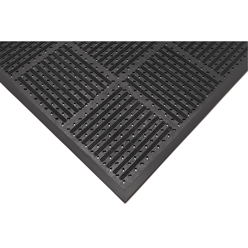 Tapis r&eacute;versible Outfront no 227, Caoutchouc, Grattoir Type, Motif &agrave; fentes, 3' x 6', Noir Les Distributions ICE