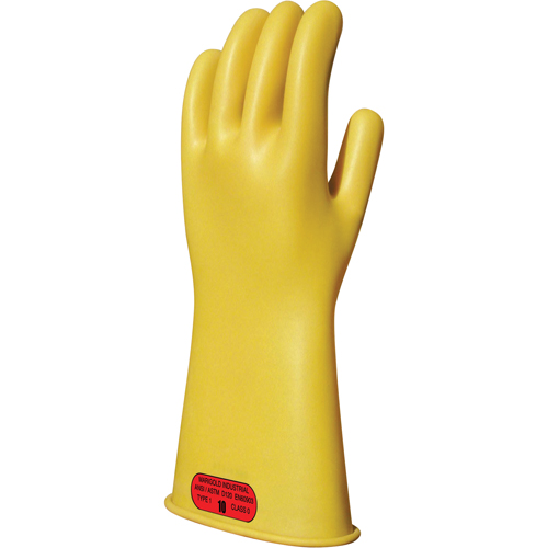Yellow Natural Rubber Insulating Gloves, ASTM Class 0, Size 8, 11" L Les Distributions ICE