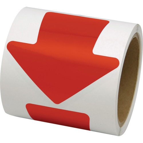 D&eacute;calcomanie en couleur pour le marquage des planchers, Fl&egrave;che, 4" lo x 4" la, Rouge, Vinyle Les Distributions ICE