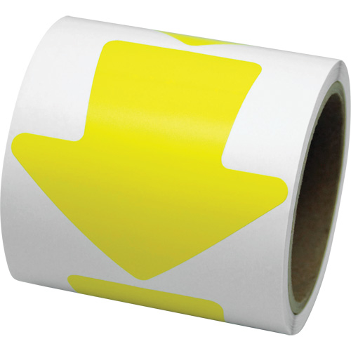 D&eacute;calcomanie en couleur pour le marquage des planchers, Fl&egrave;che, 4" lo x 4" la, Jaune, Vinyle Les Distributions ICE