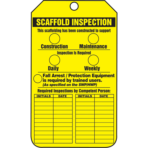 &eacute;tiquettes de s&eacute;curit&eacute; d'inspection et de contr&ocirc;le de l'&eacute;tat de l'&eacute;quipement, Papier cartonn&eacute;, 3-1/8" la x 5-7/8" h, Anglais Les Distributions ICE