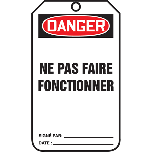Lockout Tags, Cardstock, 3-1/8" W x 5-7/8" H, French Les Distributions ICE
