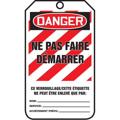 Lockout Tags, Cardstock, 3-1/8" W x 5-7/8" H, French Les Distributions ICE