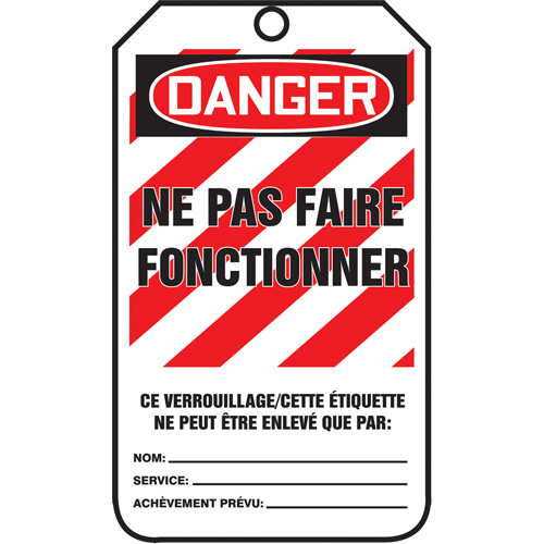 Lockout Tags, Cardstock, 3-1/8" W x 5-7/8" H, French Les Distributions ICE