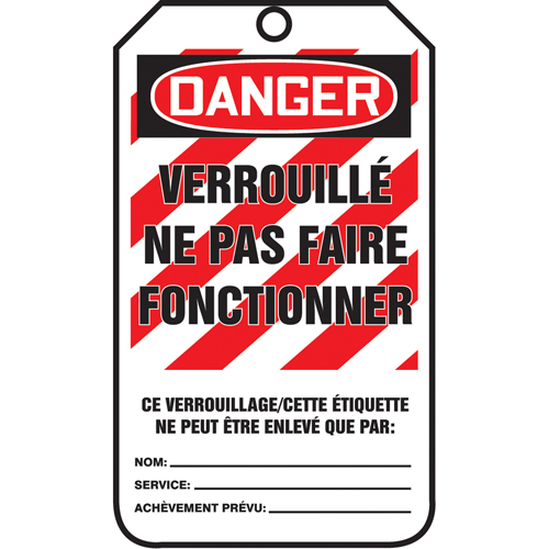 &eacute;tiquettes de verrouillage, Plastique, 3-3/8" la x 5-7/8" h, Français Les Distributions ICE