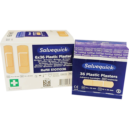 Syst&egrave;mes de distribution de bandages Salvequick - recharges st&eacute;riles, Rectangulaire/carr&eacute;e, Plastique, St&eacute;rile Les Distributions ICE