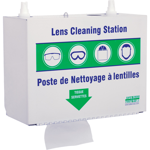 Postes en M&eacute;tal Pour Le Nettoyage De Verres - Deux Boutielle De Solution 500ml Et 1 Boîte De Serviettes, M&eacute;tal, 10,5" lo x 5,5" p x 6,3" h Les Distributions ICE